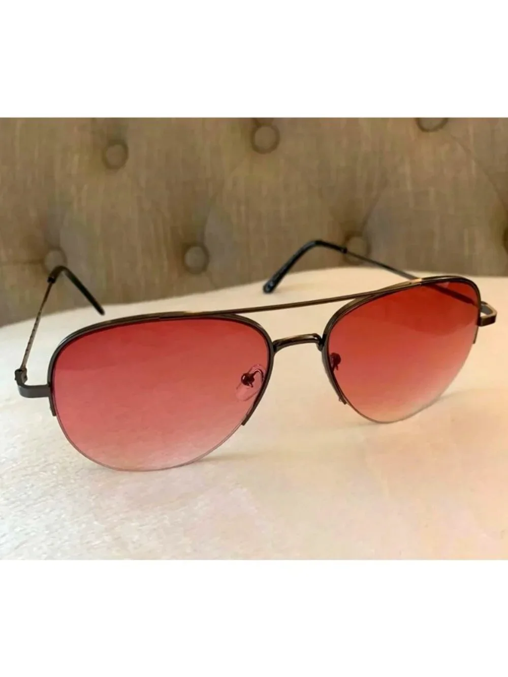 Aviator Style Sunglasses With Black Frame & Pink Gradient Lens Unisex